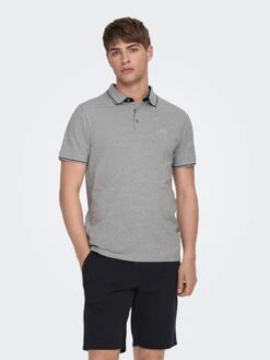 Only & Sons Polos T-Shirt Flecher Homme Gris Clair -F4NT4STIC Soldes 26e5e15ad56c96f68788e14bd8f7a67a