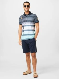 Camp David Polos T-Shirt Homme Bleu-gris / Pétrole / Vert Pastel -F4NT4STIC Soldes 2a8461d210f6cd9861cfaf29ac0062e8