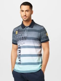 Camp David Polos T-Shirt Homme Bleu-gris / Pétrole / Vert Pastel -F4NT4STIC Soldes 45e9199a2f184320b1f153d30e99b048