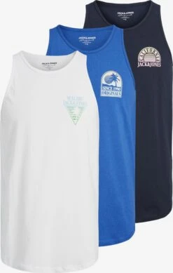 Jack & Jones Débardeurs T-Shirt PALMA Homme Bleu / Bleu Marine / Blanc