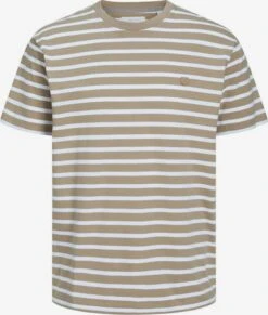 Jack & Jones T-shirts à Manches Longues T-Shirt Homme Beige / Blanc