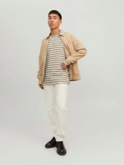 Jack & Jones T-shirts à Manches Longues T-Shirt Homme Beige / Blanc -F4NT4STIC Soldes 8aa6a5ee2ef9f756076d439fd8b6648c