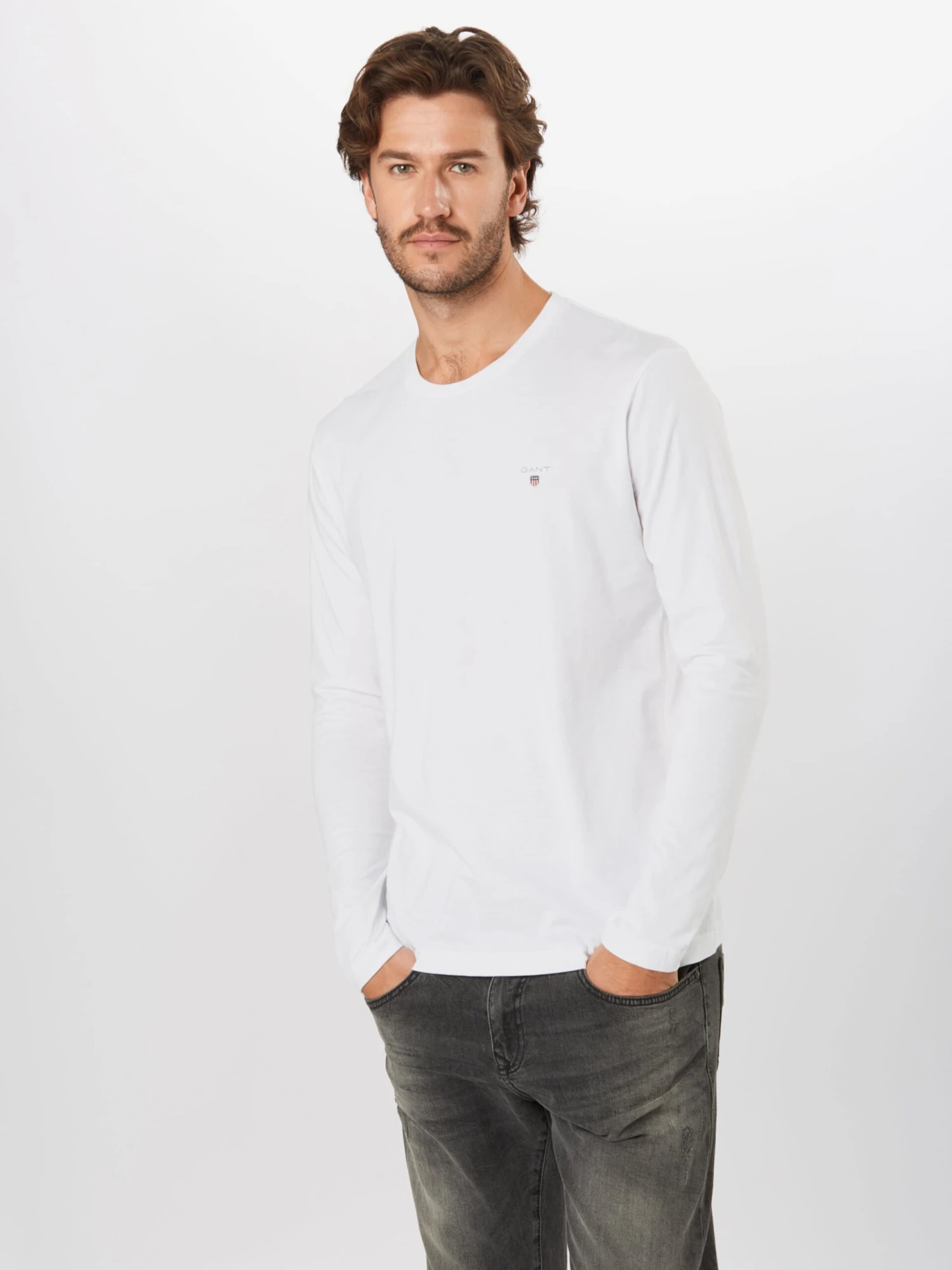 Gant T-shirts à Manches Longues Coupe Regular T-Shirt Homme Blanc 4 Gant T-shirts à Manches Longues Coupe Regular T-Shirt Homme Blanc – Image 2