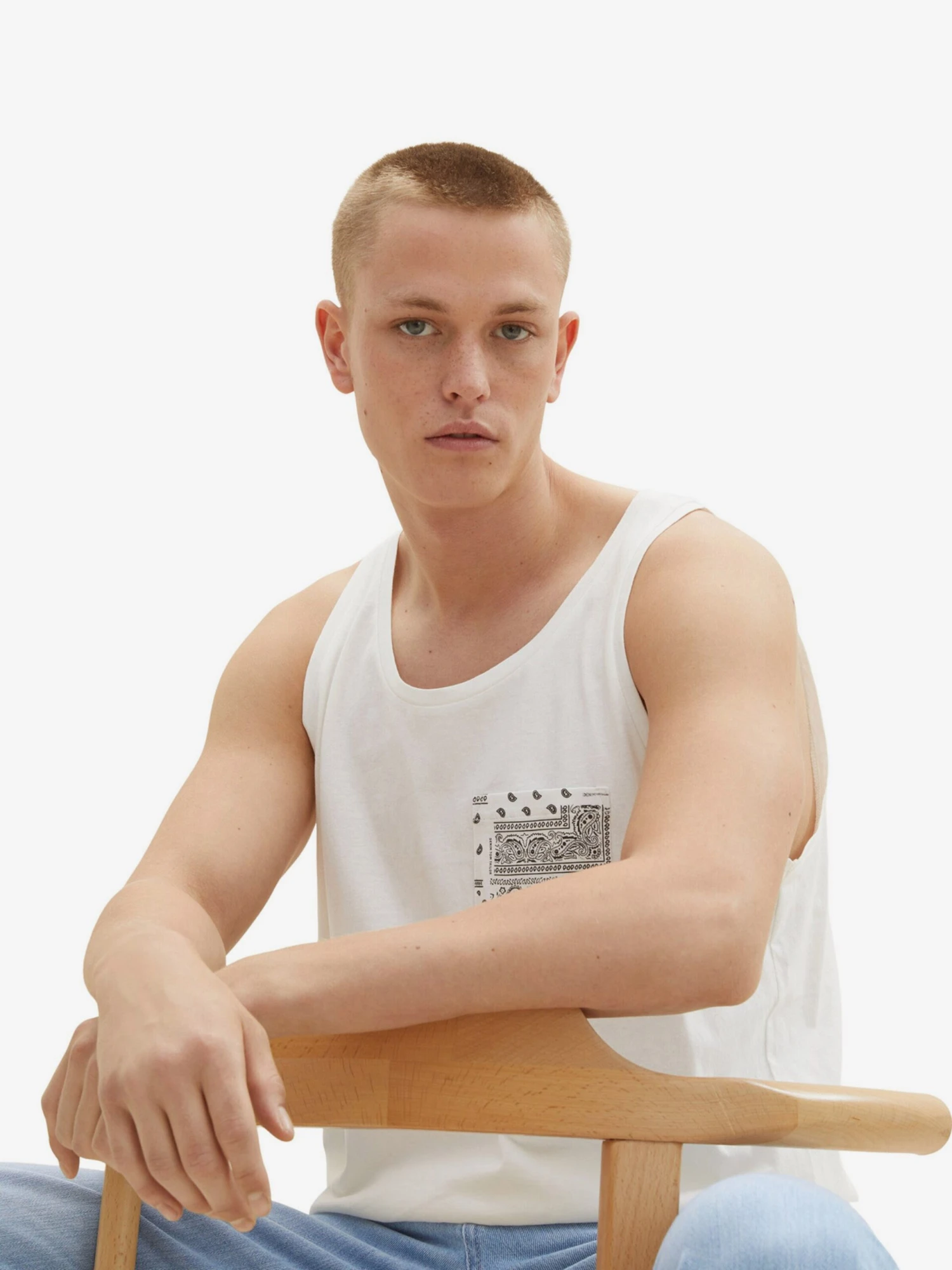 TOM TAILOR Denim Débardeurs T-Shirt Homme Blanc Cassé 4 TOM TAILOR Denim Débardeurs T-Shirt Homme Blanc Cassé – Image 2