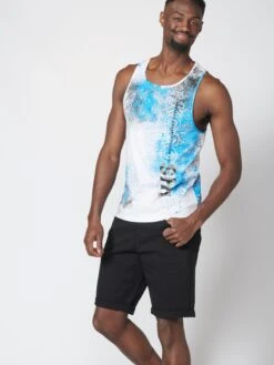 Koroshi Débardeurs T-Shirt Homme Bleu Clair -F4NT4STIC Soldes f4bf3af781303f9731cfb2b04c91fa11